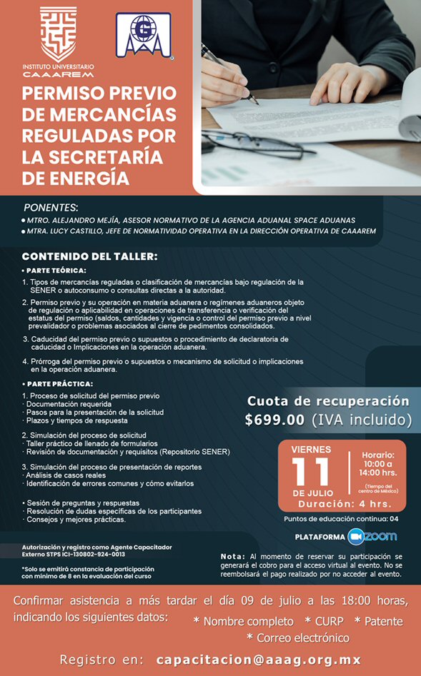 Permiso previo de mercancias reguladas por la Secretaria de Energia