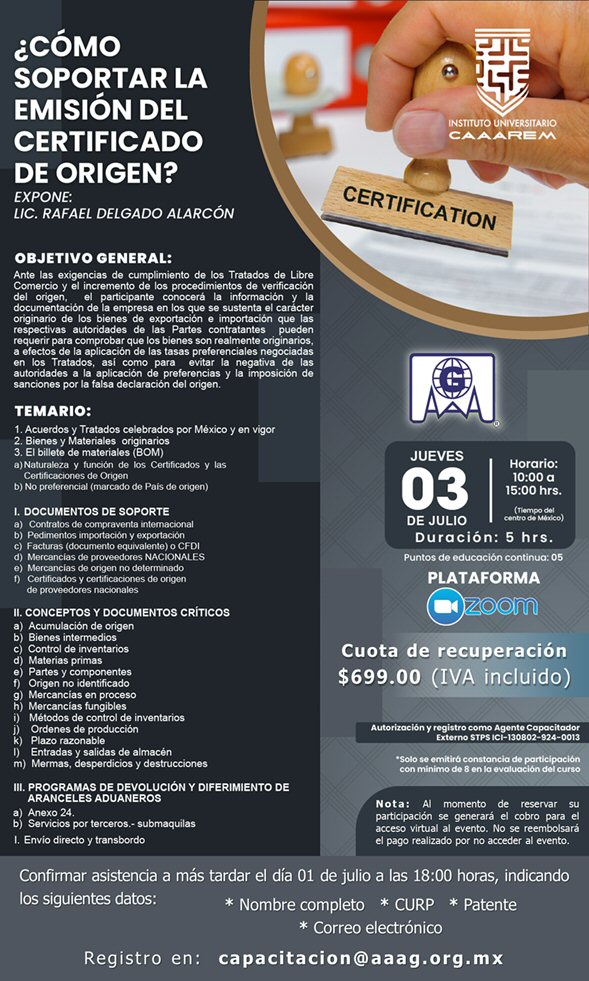 ¿Como soportar la emision del certificado de origen?