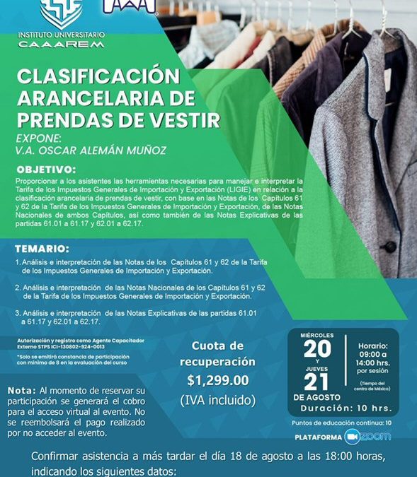 Clasificacion arancelaria de prendas de vestir