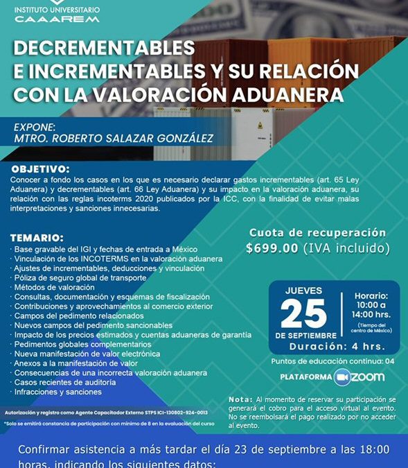 Decrementables e incrementables y su relación con la valoracion aduanera
