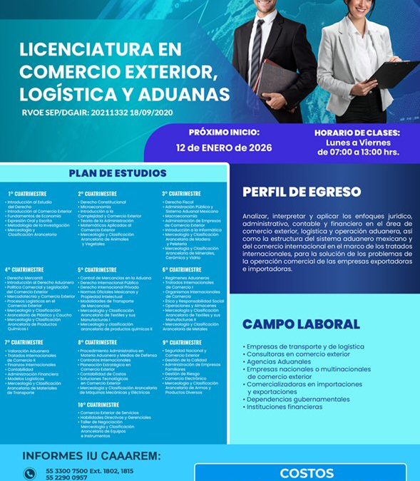 Licenciatura en Comercio Exterior, Logística y Aduanas