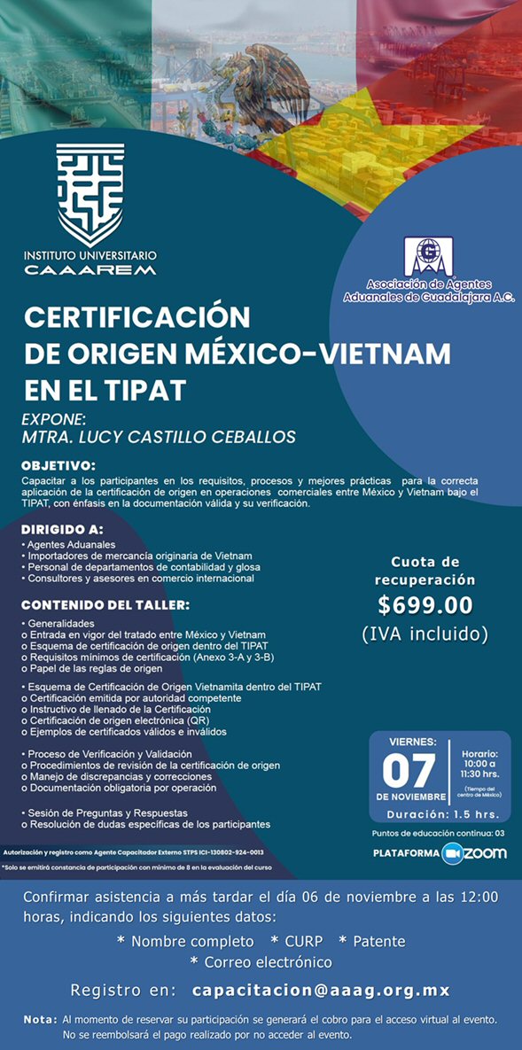 Certificacion de origen Vietnam-Mexico dentro del marco del TIPAT